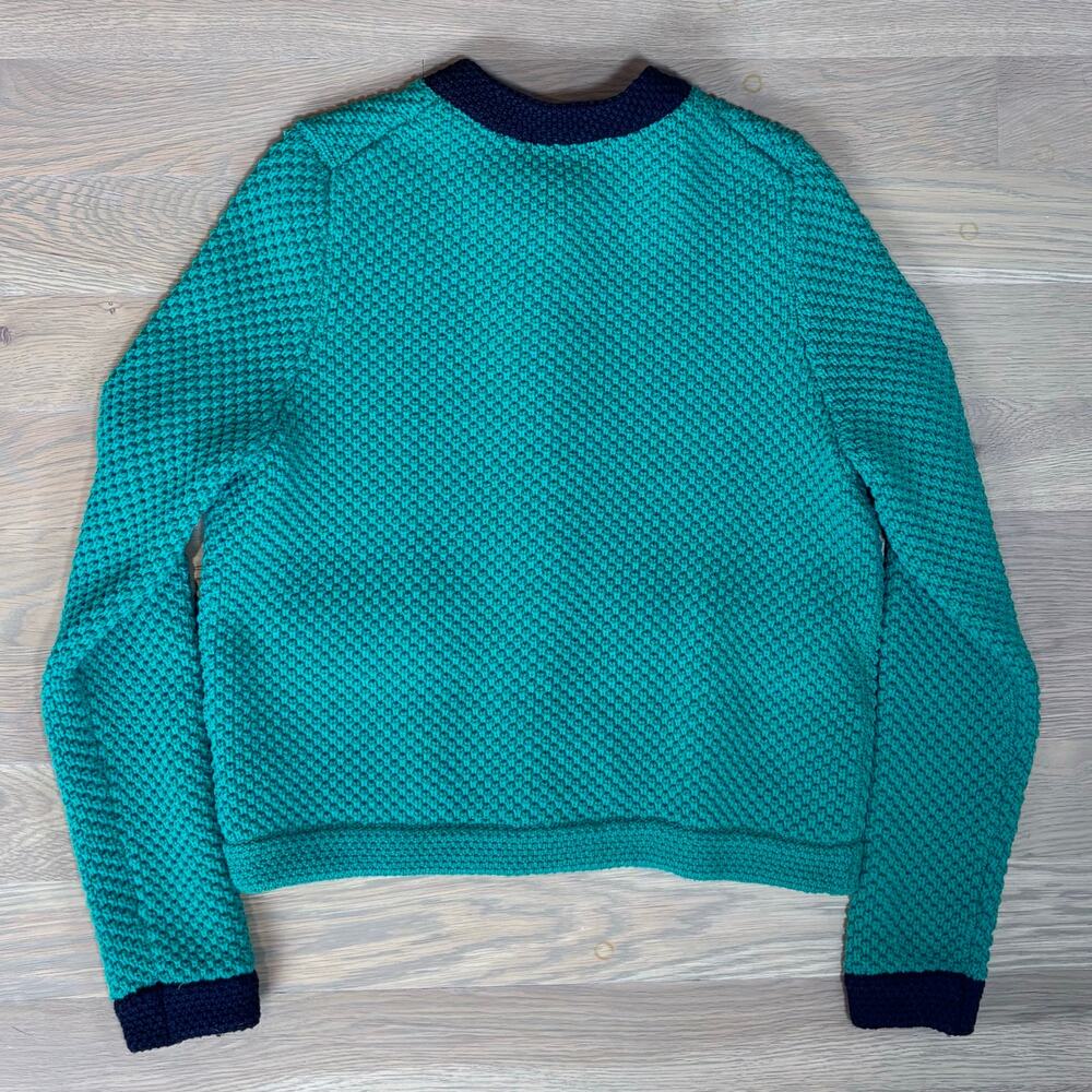 Boden Libby Cotton Knit Jacket Buttoned Cardigan Green Navy Women Size 8 - Picture 8 of 8